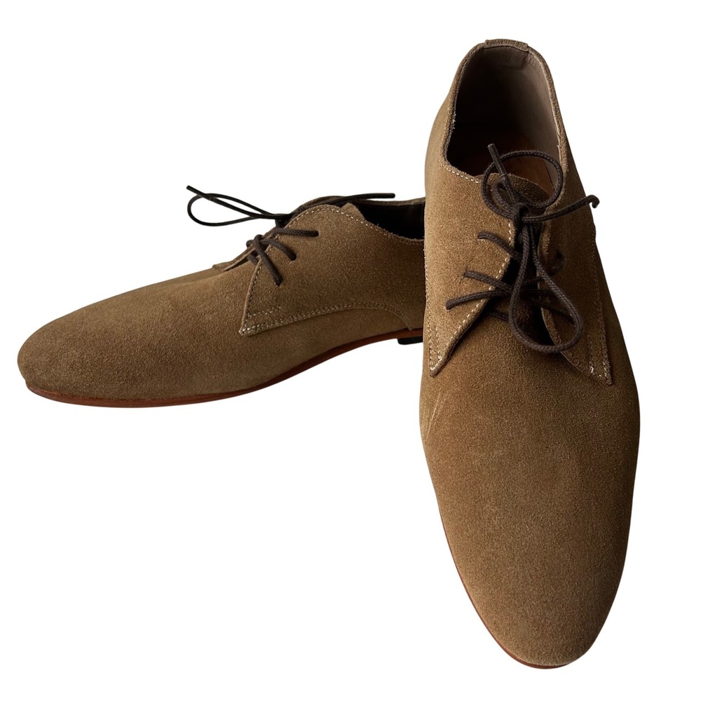 Miles & Louie Handmade Suede Oxford‎ Shoes 8.5 Brown Lace Up Flat Derby Classic